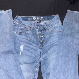 Stylish Blue Button-Fly Women's Jeans